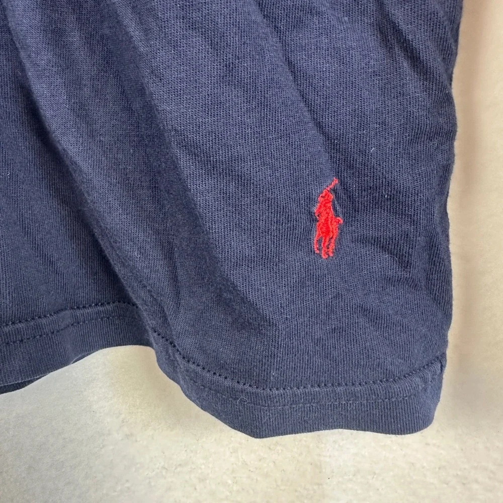 Polo Ralph Lauren Mens Long Sleeve Hoodie Lightweight T-Shirt Navy Red Pony Logo